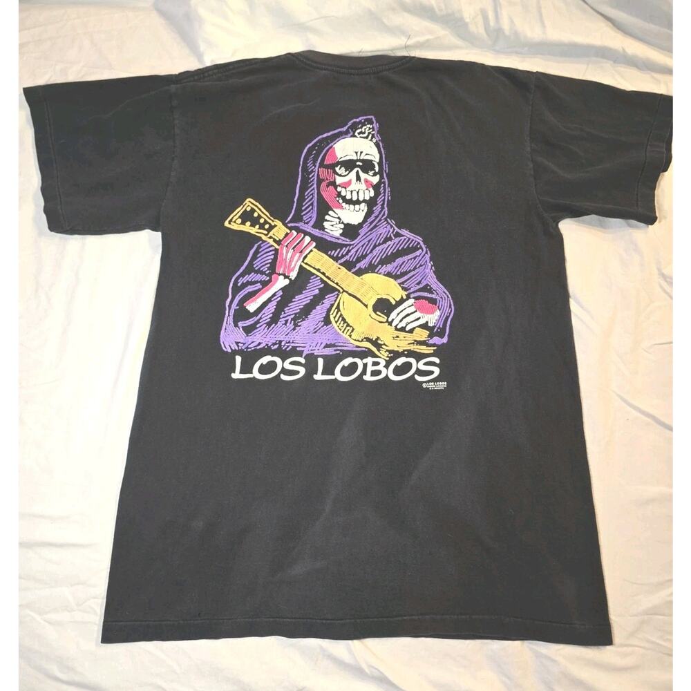 Vintage 90s Los Lobos Crew Band Tour Single Stitch Tee Black Size Large Horizon